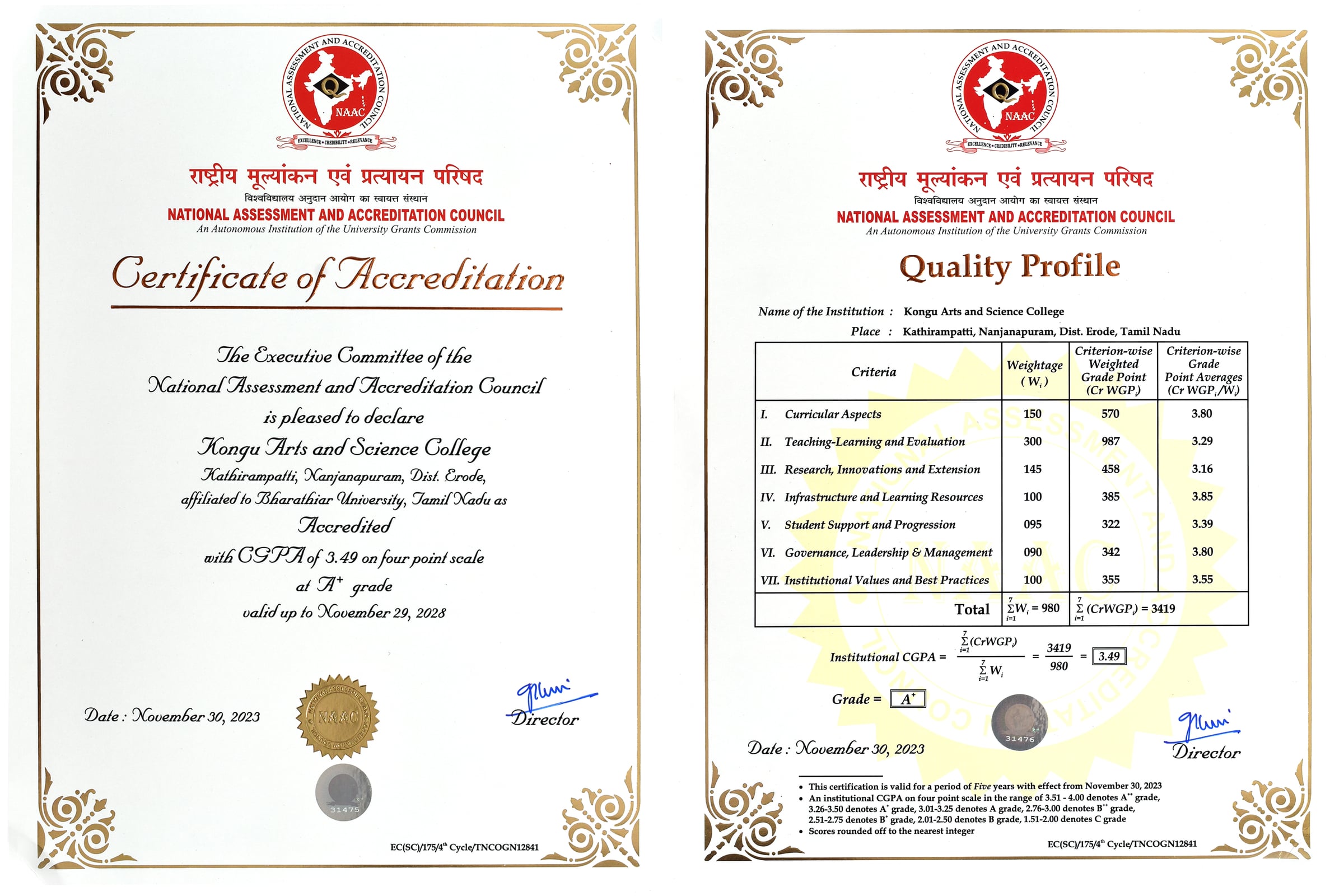 NAAC Certificate