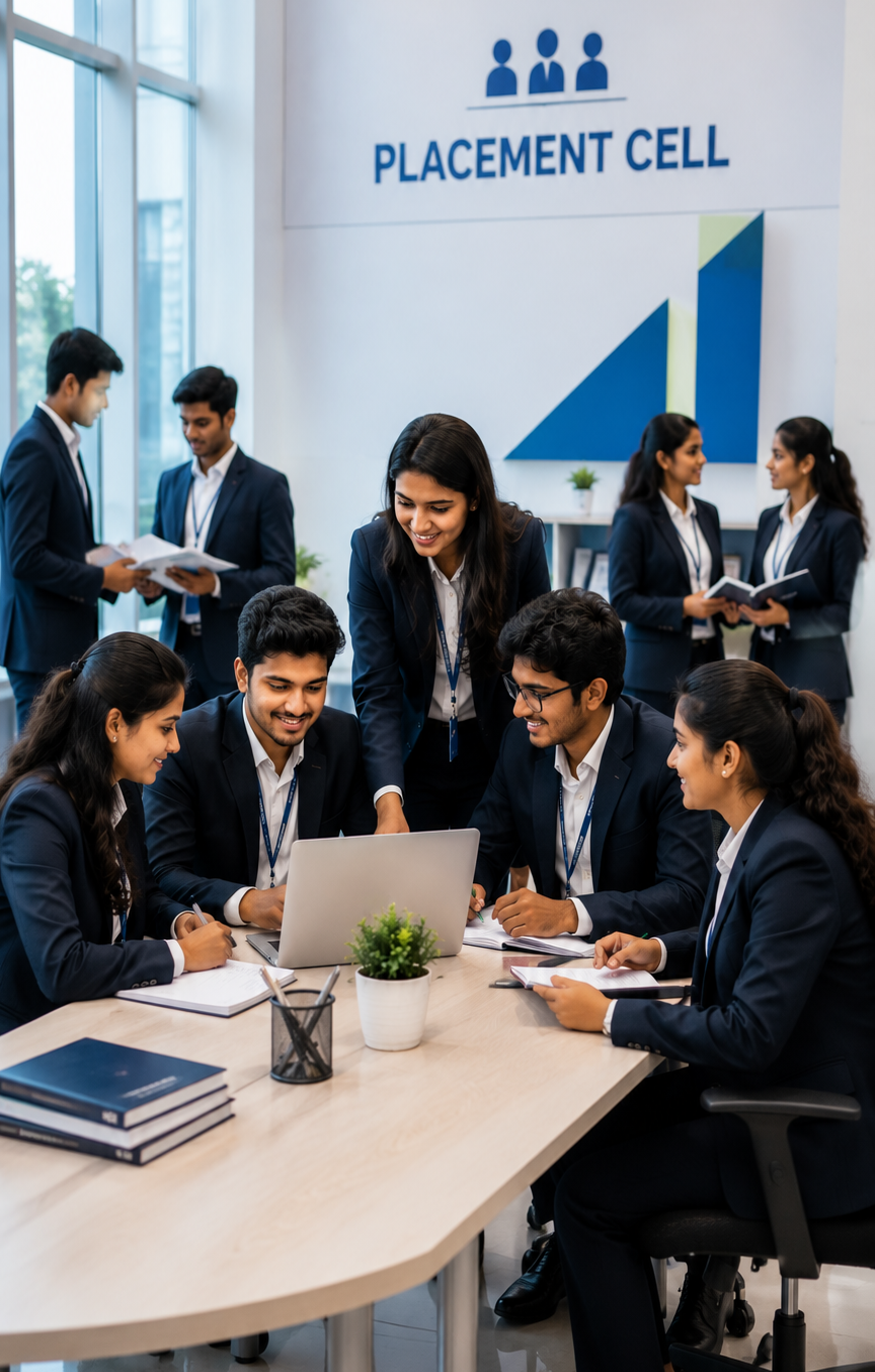 Students interacting with placement cell